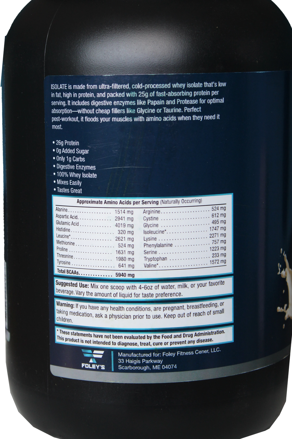 Foley’s Isolate Whey Protein – Vanilla (2 lb)