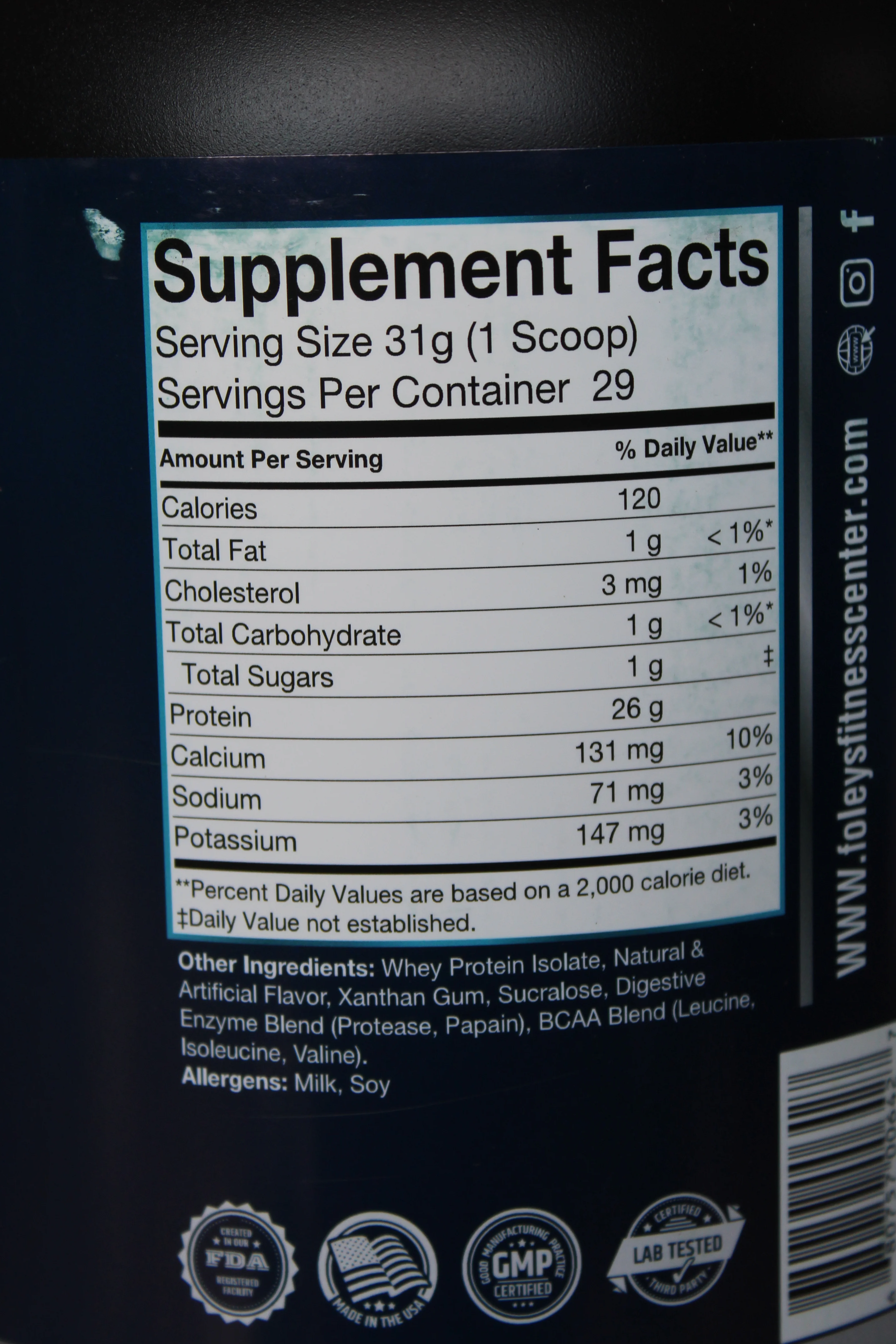 Foley’s Isolate Whey Protein – Vanilla (2 lb)