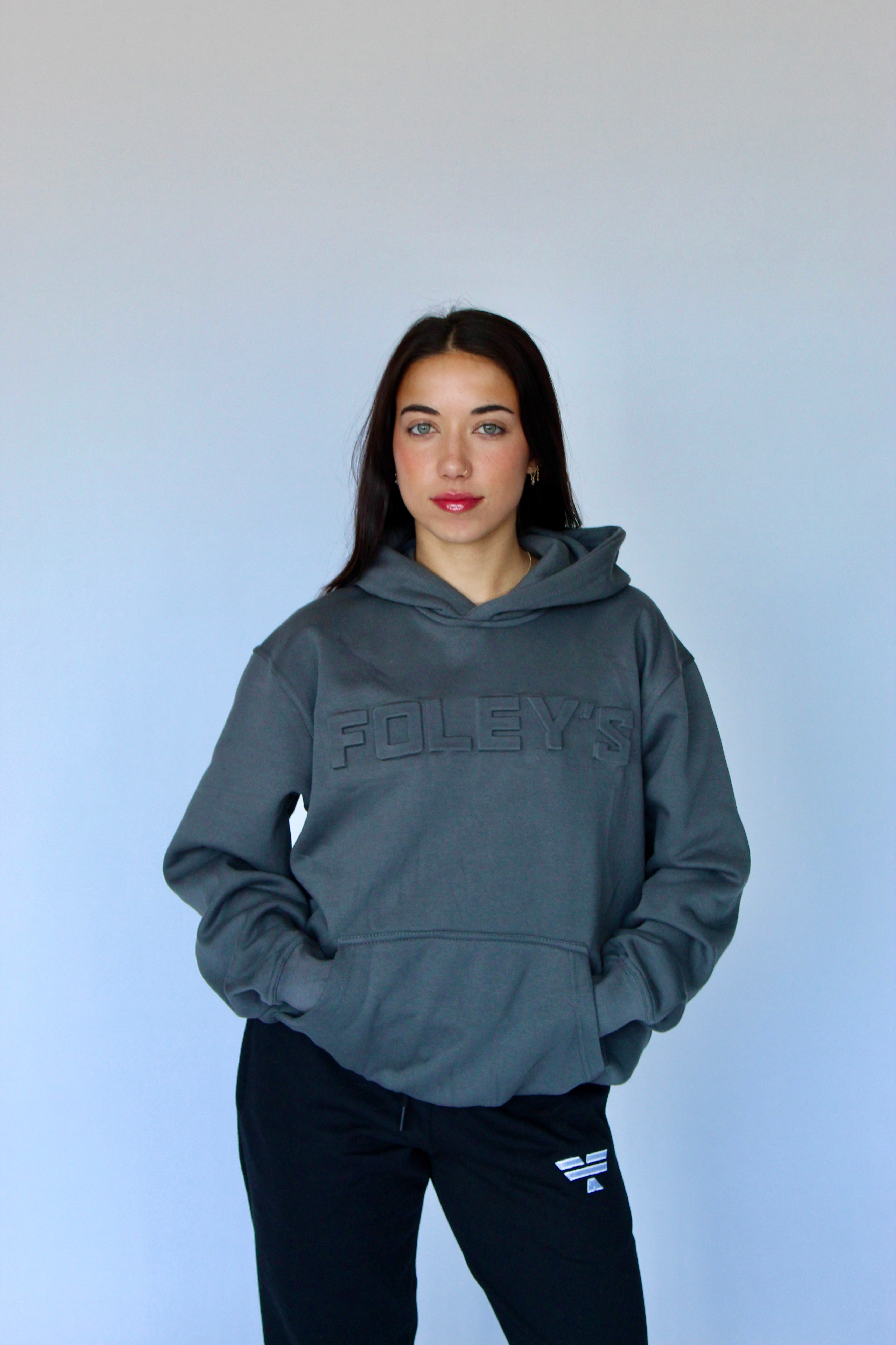 Foley's Embossed Hoodie - Charcoal